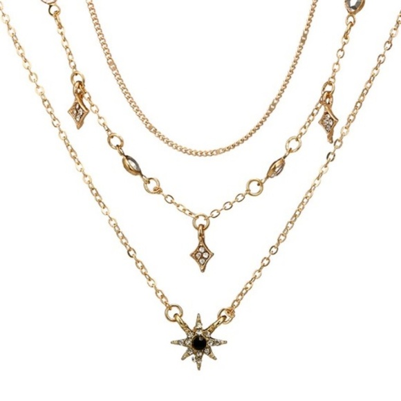 Dainty necklace layered pendant charm chain boho - Picture 2 of 2